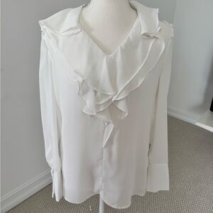 Elegant White Ruffled Blouse